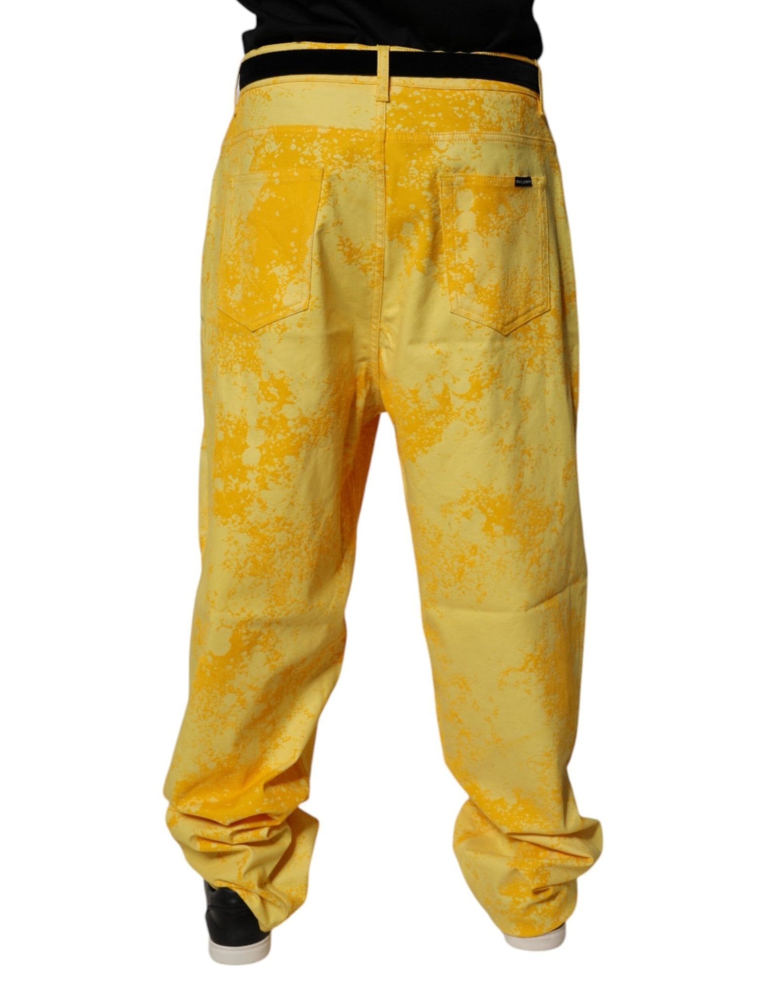 Dolce & Gabbana Yellow Tie Dye Cotton Straight Denim Jeans - RIMODA
