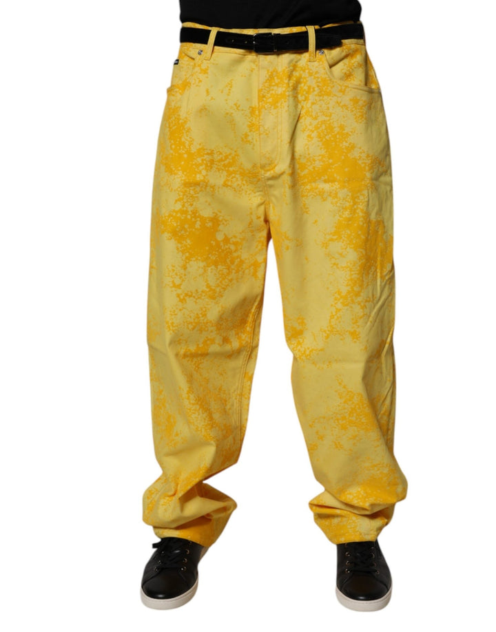 Dolce & Gabbana Yellow Tie Dye Cotton Straight Denim Jeans - RIMODA