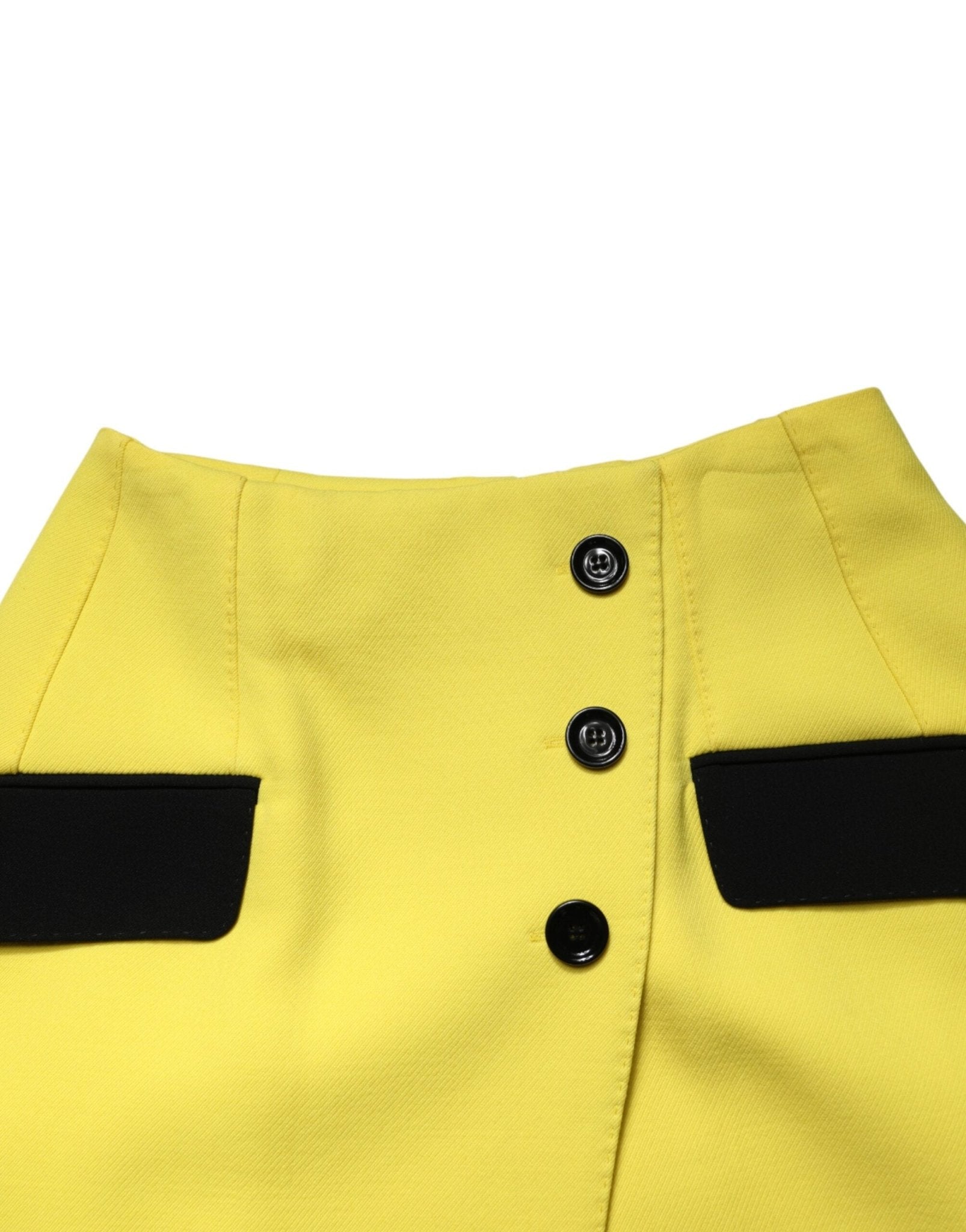 Dolce & Gabbana Yellow Wool Buttoned High Waist Mini Skirt - RIMODA