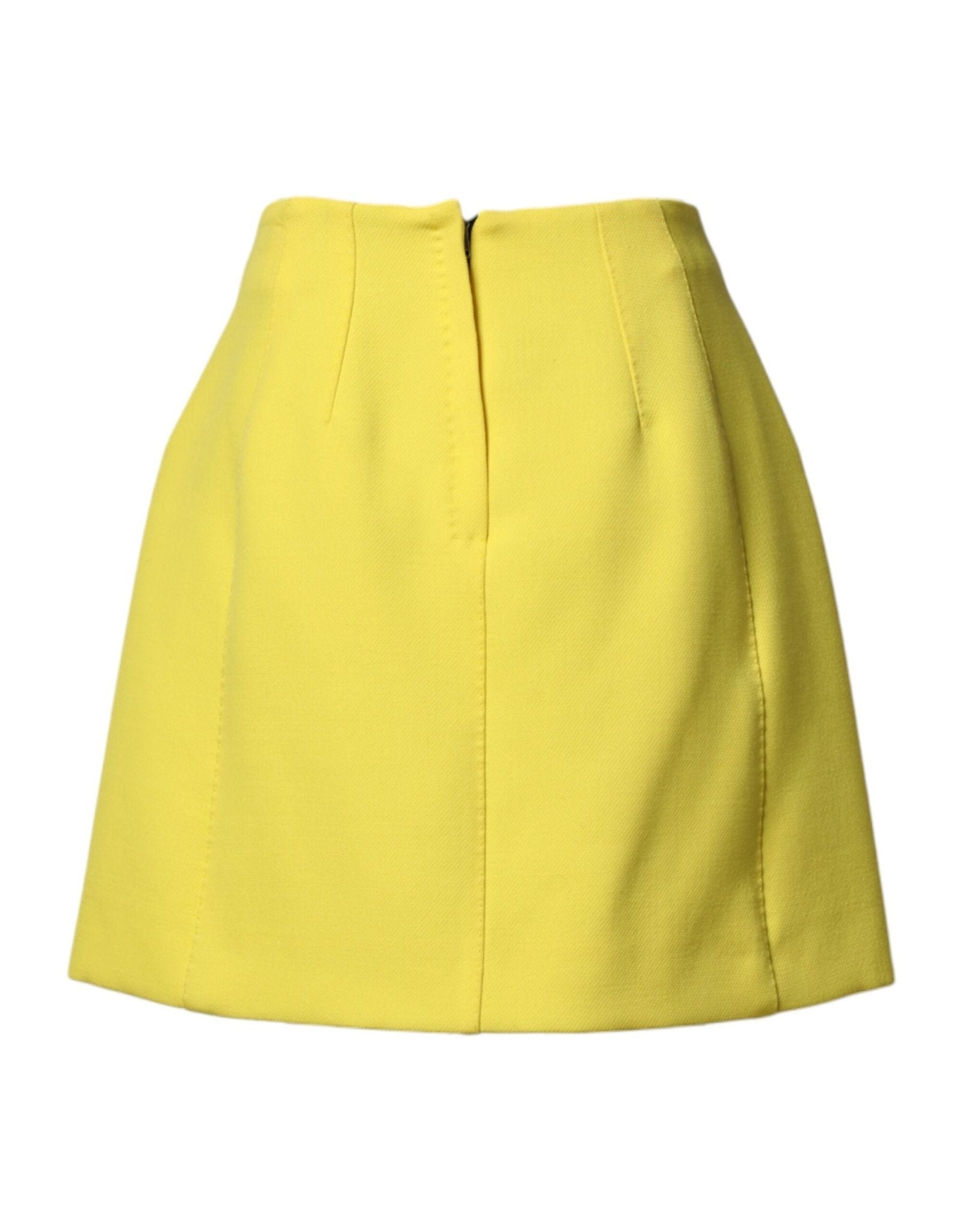 Dolce & Gabbana Yellow Wool Buttoned High Waist Mini Skirt - RIMODA