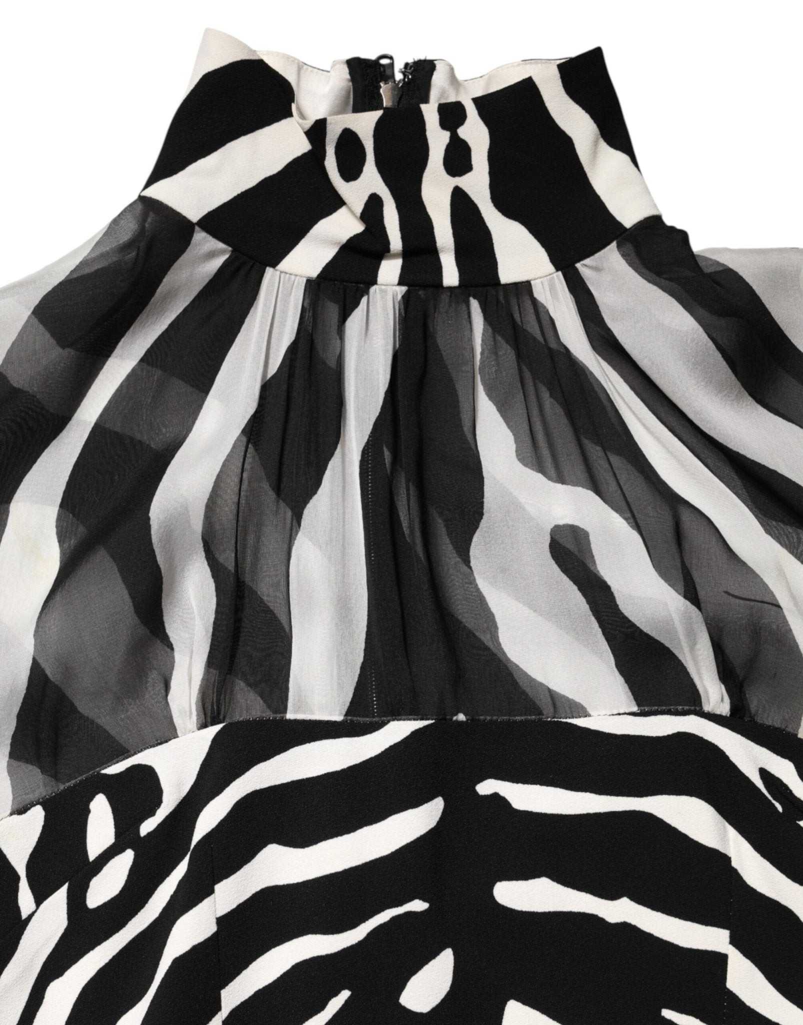 Dolce & Gabbana Zebra Print Chiffon Paneled Crop Blouse Top - RIMODA