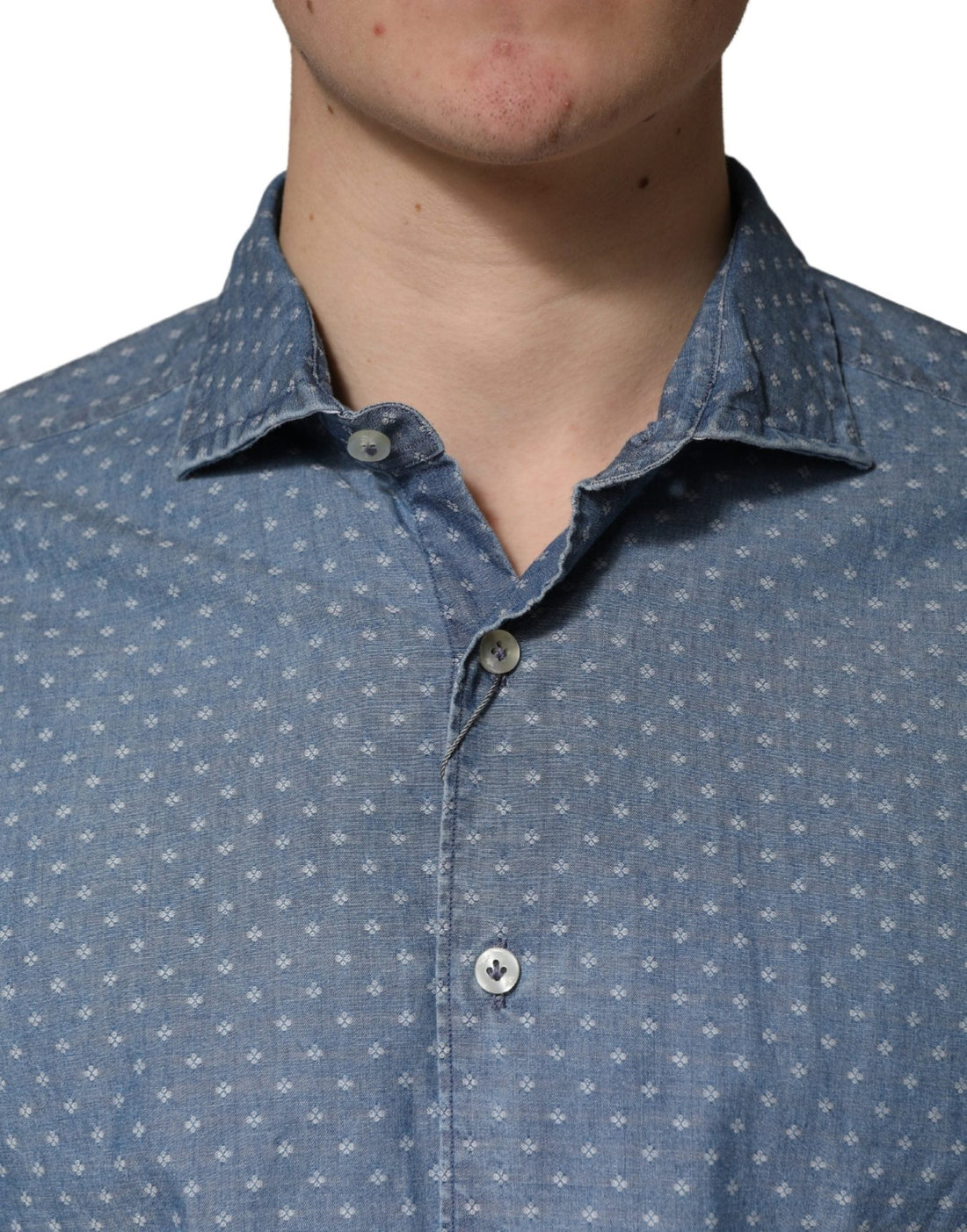Domenico Tagliente Blue Long Sleeve Collared Casual Shirt - RIMODA