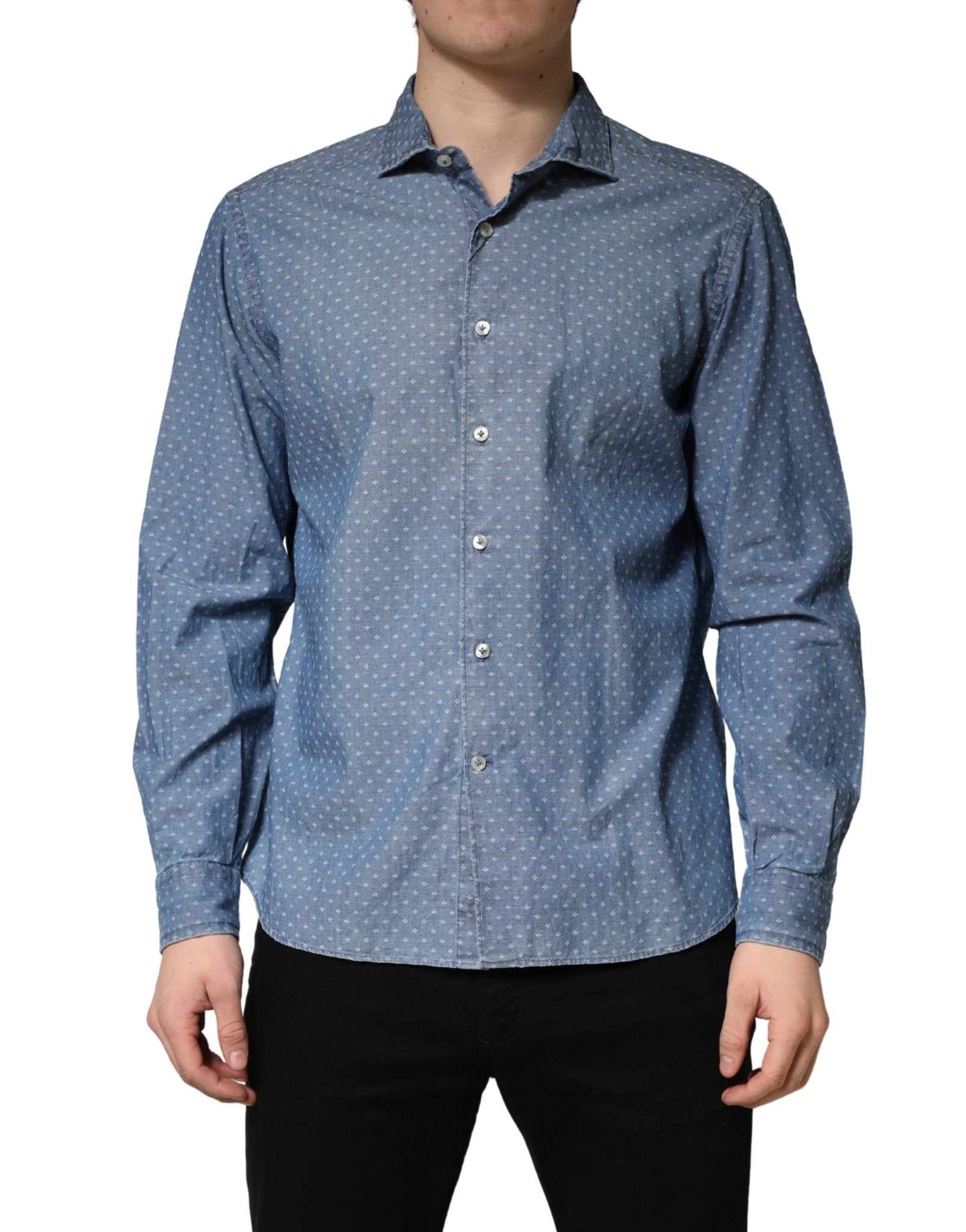 Domenico Tagliente Blue Long Sleeve Collared Casual Shirt - RIMODA