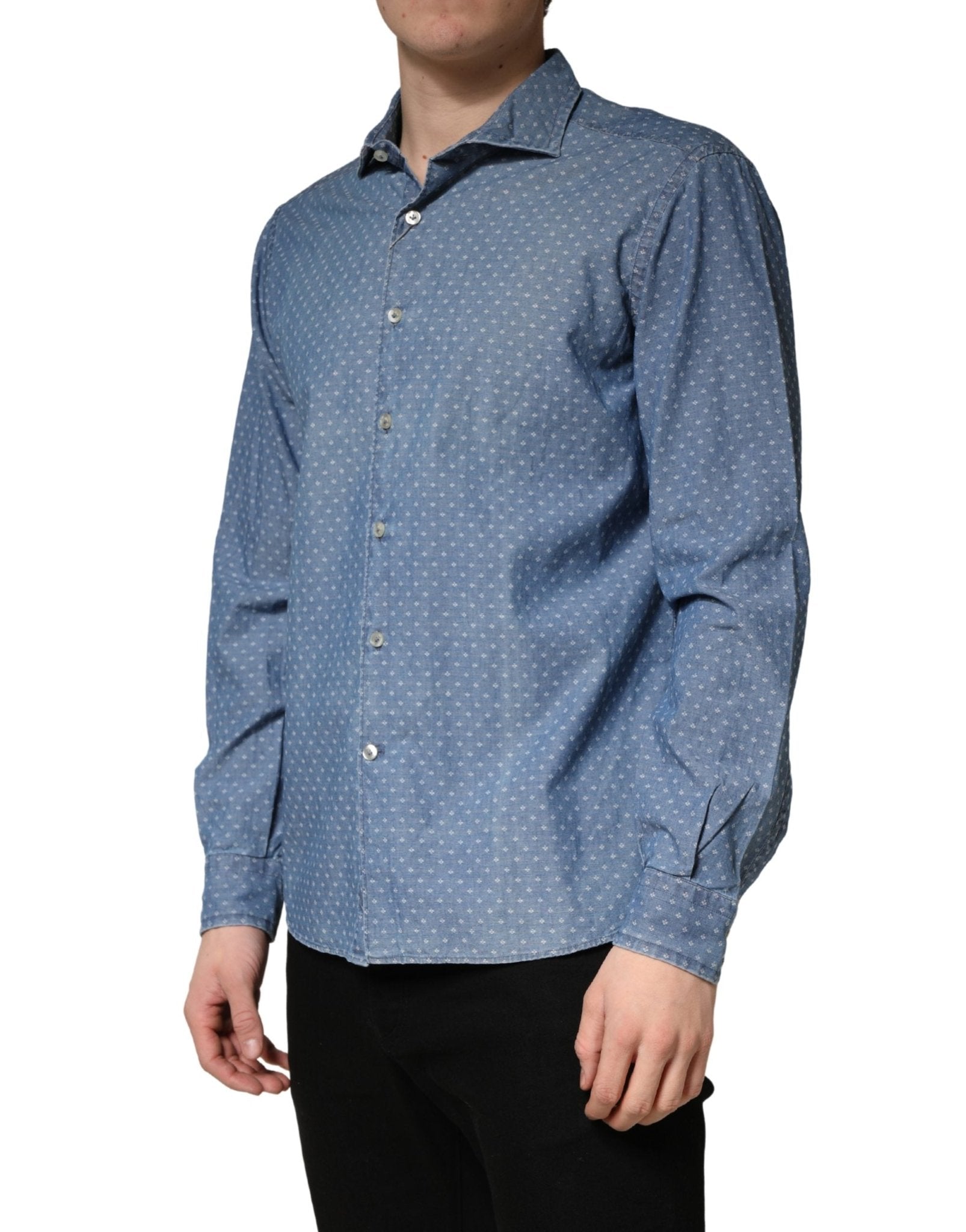Domenico Tagliente Blue Long Sleeve Collared Casual Shirt - RIMODA