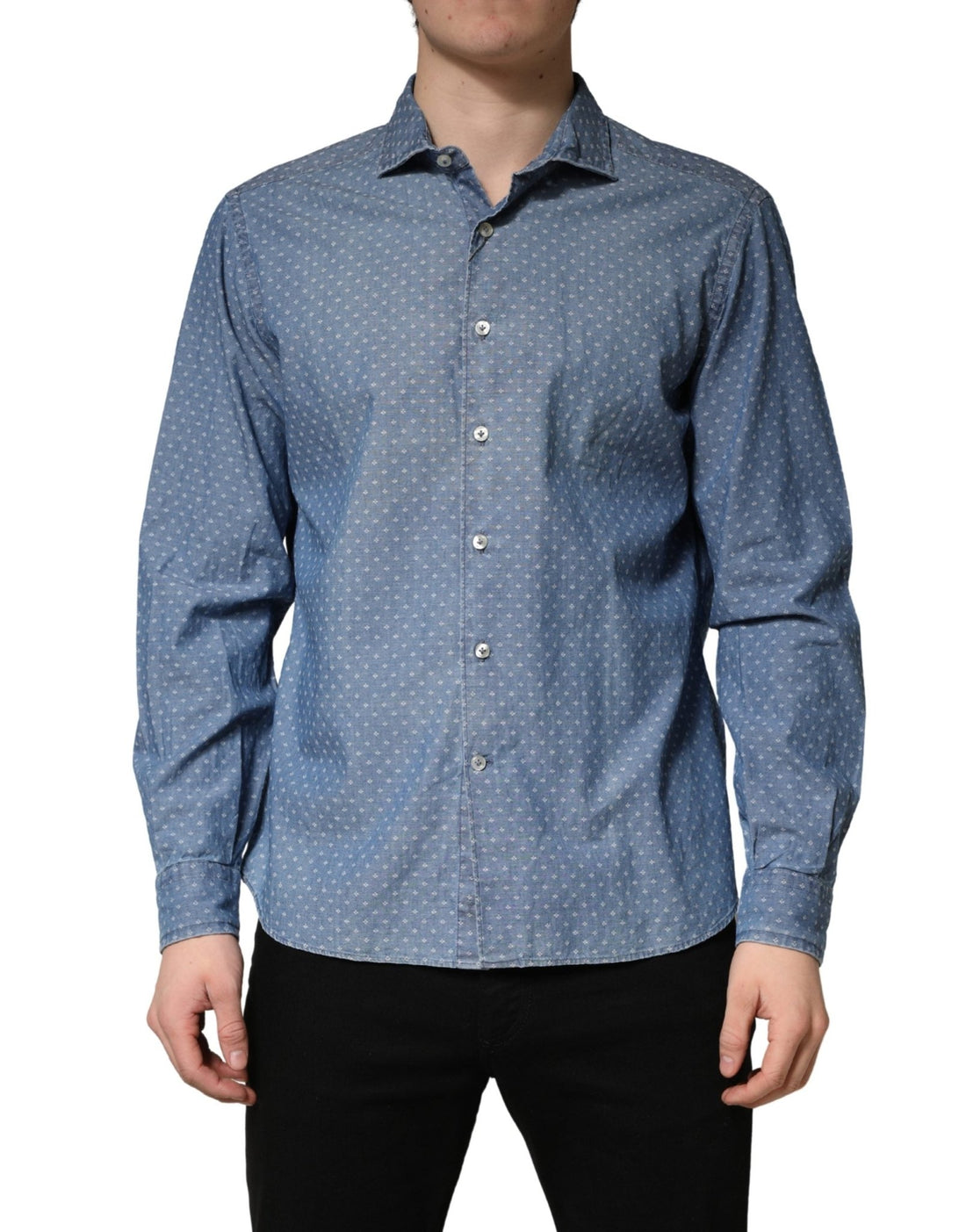 Domenico Tagliente Blue Long Sleeve Collared Casual Shirt - RIMODA