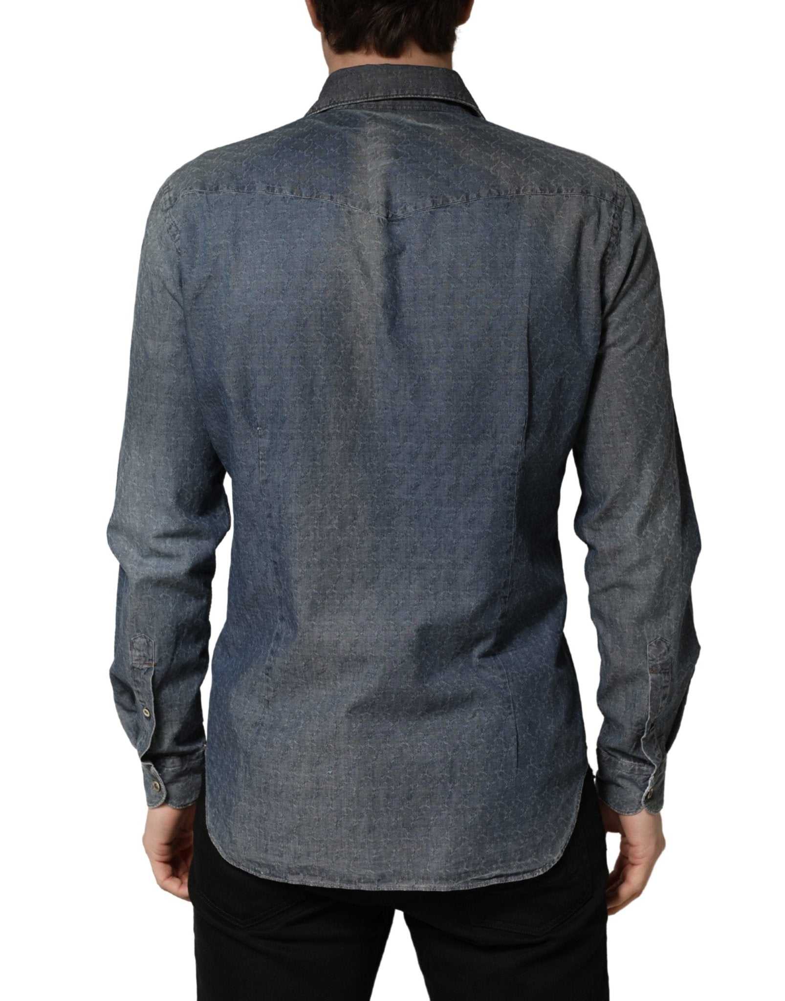 Domenico Tagliente DarkBlue Long Sleeve Collared Denim Shirt - RIMODA