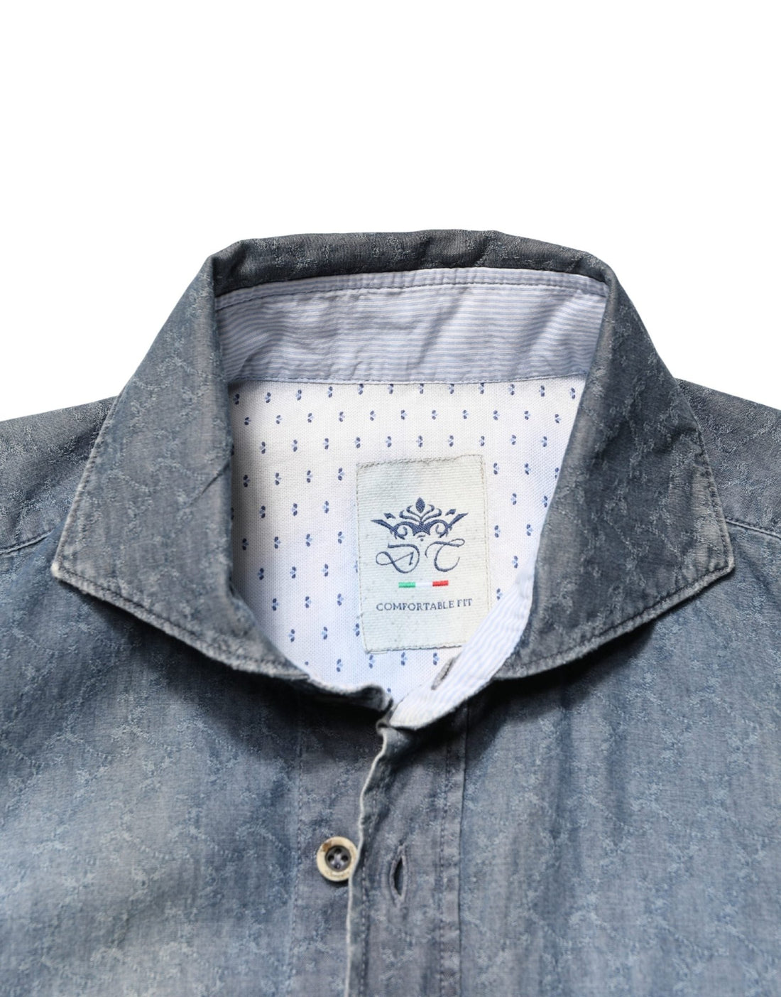 Domenico Tagliente DarkBlue Long Sleeve Collared Denim Shirt - RIMODA