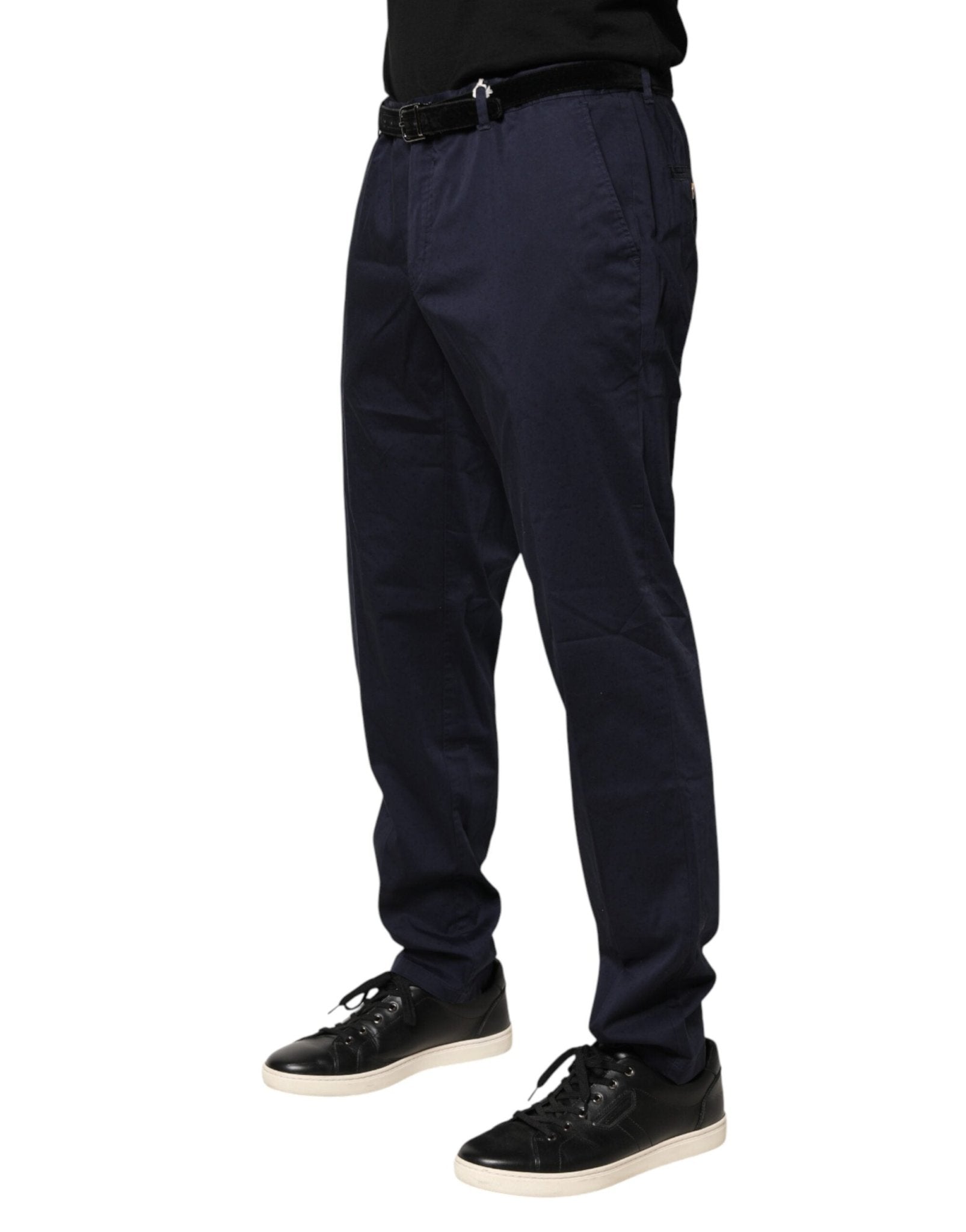 Domenico Tagliente Navy Blue Skinny Chino Mid Waist Men Pants - RIMODA