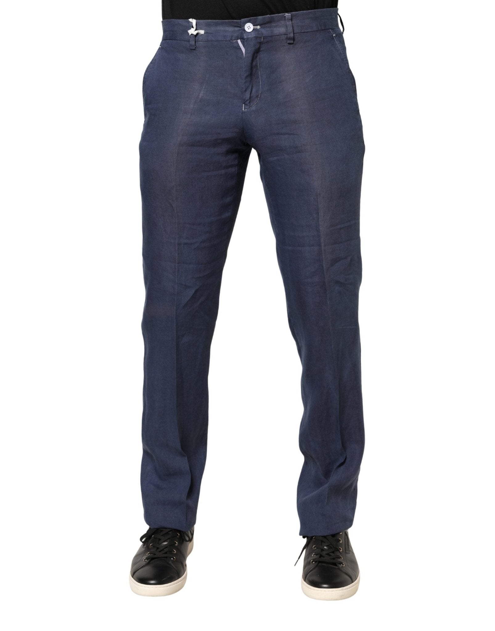 Domenico Tagliente Navy Blue Skinny Chino Mid Waist Men Pants - RIMODA