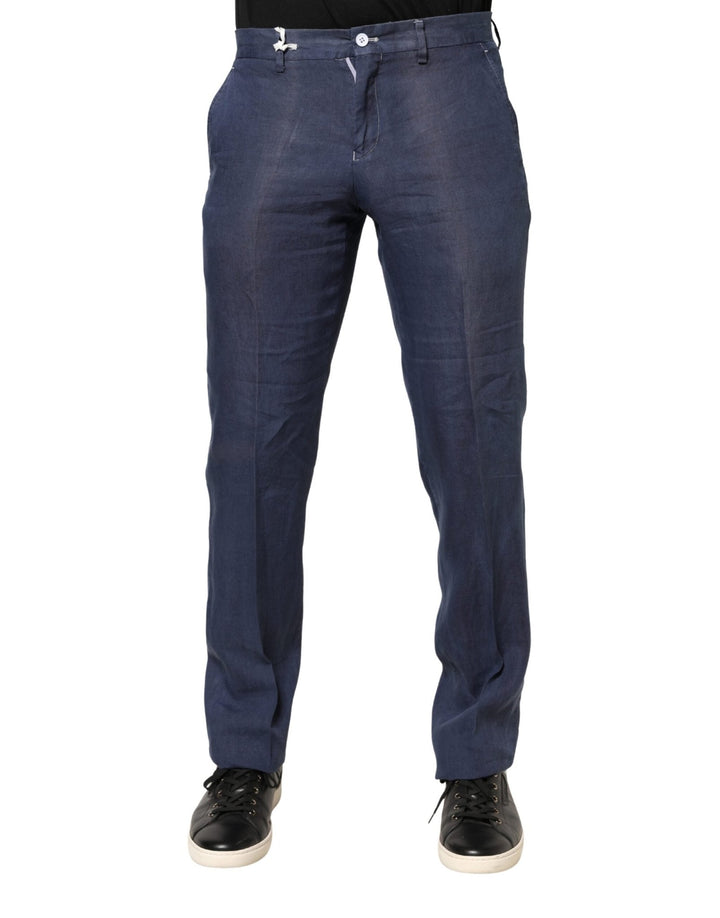 Domenico Tagliente Navy Blue Skinny Chino Mid Waist Men Pants - RIMODA