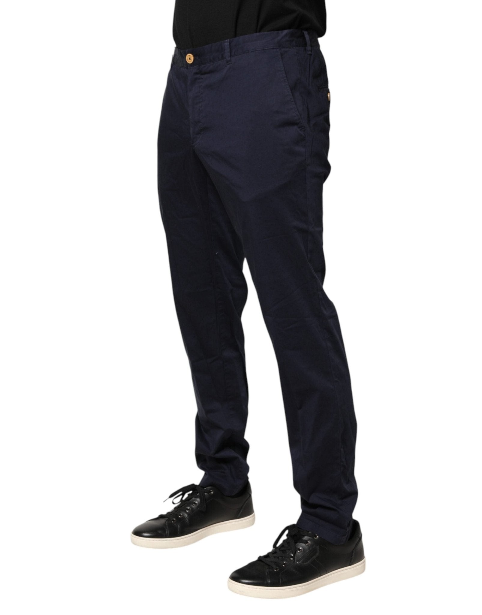 Domenico Tagliente Navy Blue Skinny Chino Mid Waist Men Pants - RIMODA