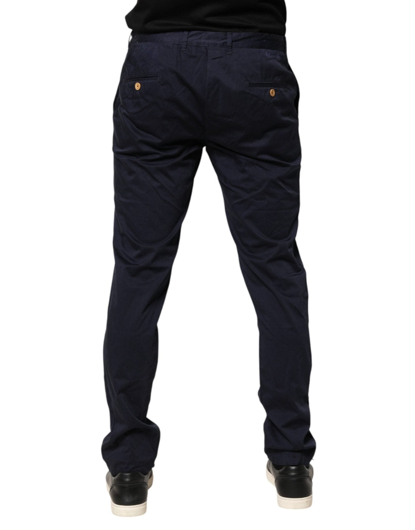 Domenico Tagliente Navy Blue Skinny Chino Mid Waist Men Pants - RIMODA