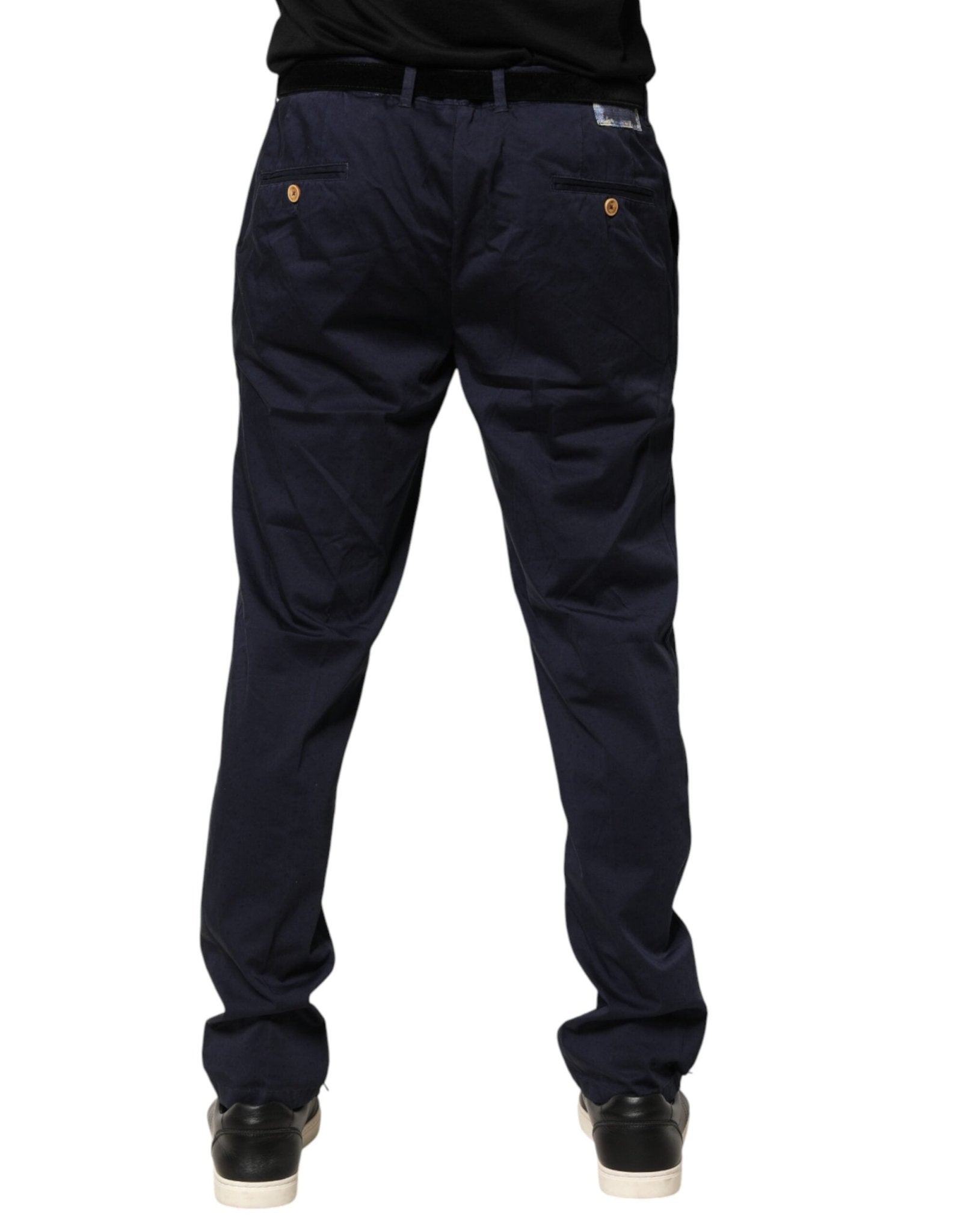 Domenico Tagliente Navy Blue Skinny Chino Mid Waist Men Pants - RIMODA
