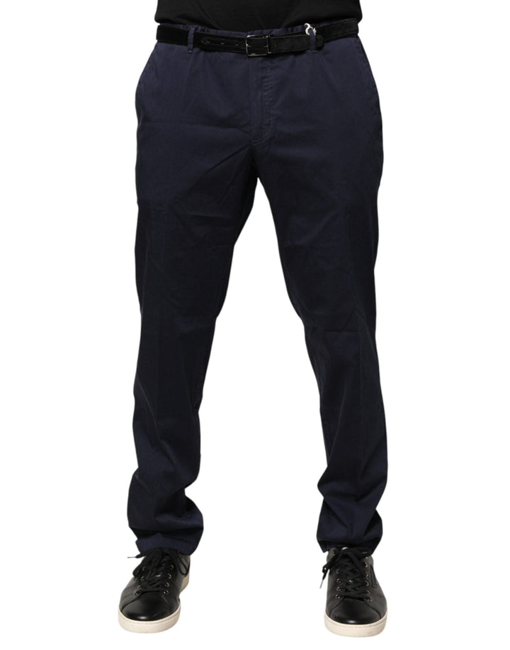 Domenico Tagliente Navy Blue Skinny Chino Mid Waist Men Pants - RIMODA