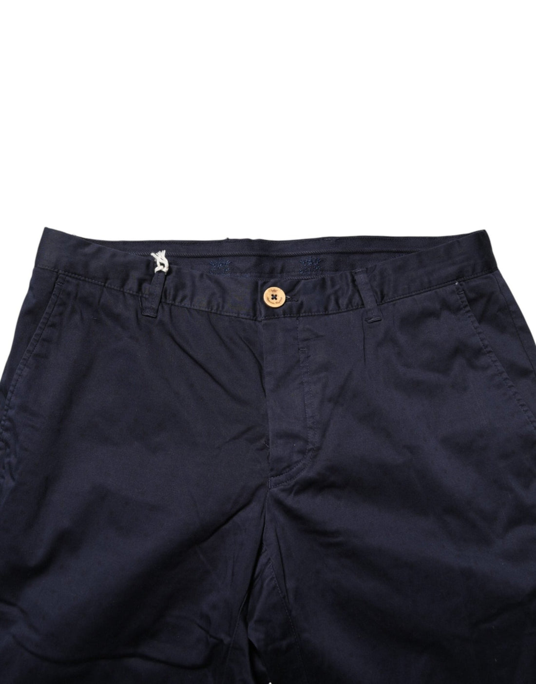Domenico Tagliente Navy Blue Straight Chino Mid Waist Pants - RIMODA