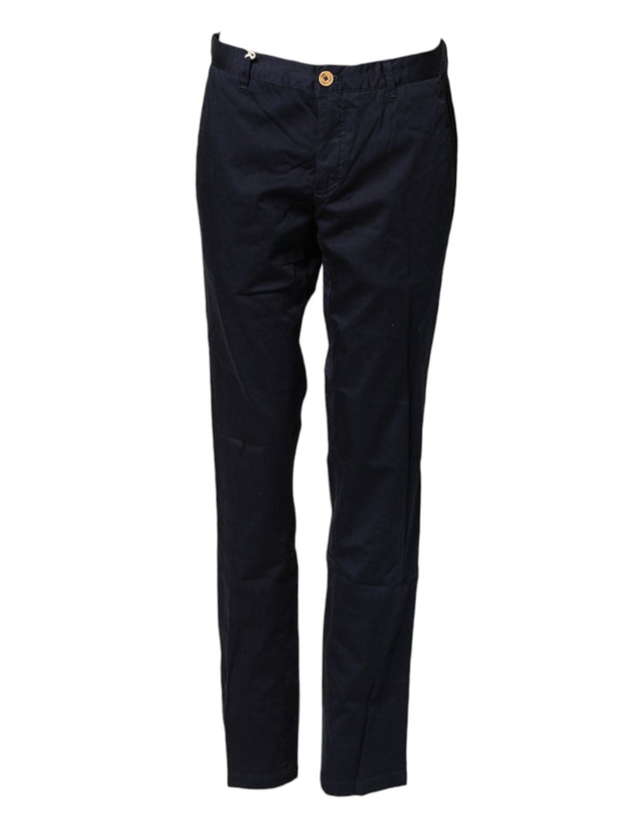 Domenico Tagliente Navy Blue Straight Chino Mid Waist Pants - RIMODA