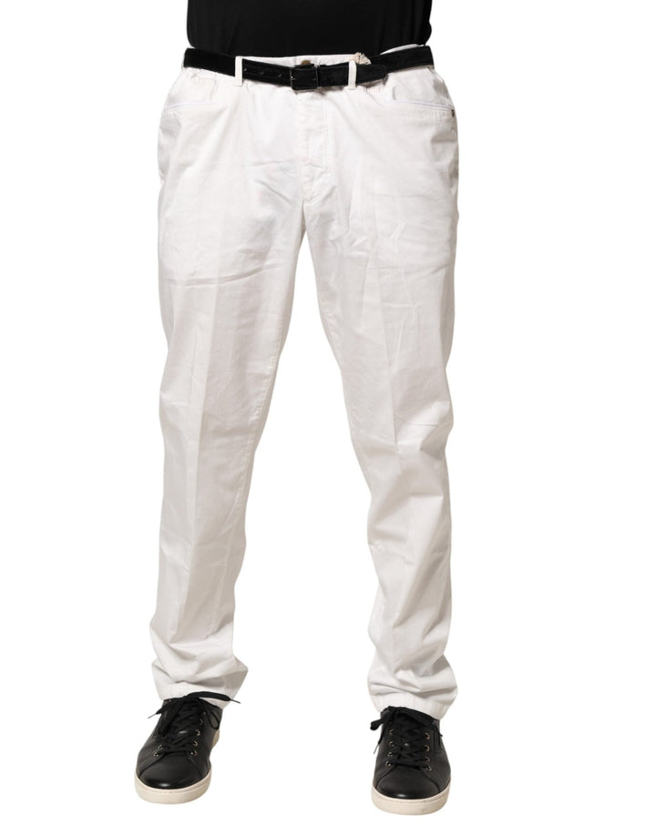 Domenico Tagliente White Tapered Dress Formal Trouser Pants - RIMODA