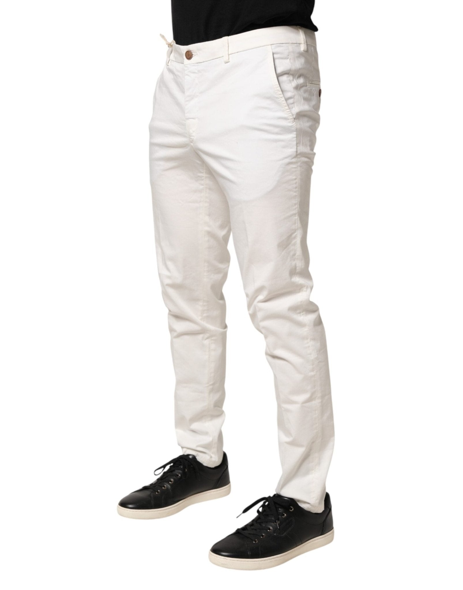 Domenico Tagliente White Tapered Dress Formal Trouser Pants - RIMODA