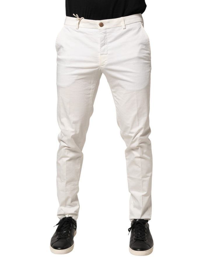 Domenico Tagliente White Tapered Dress Formal Trouser Pants - RIMODA