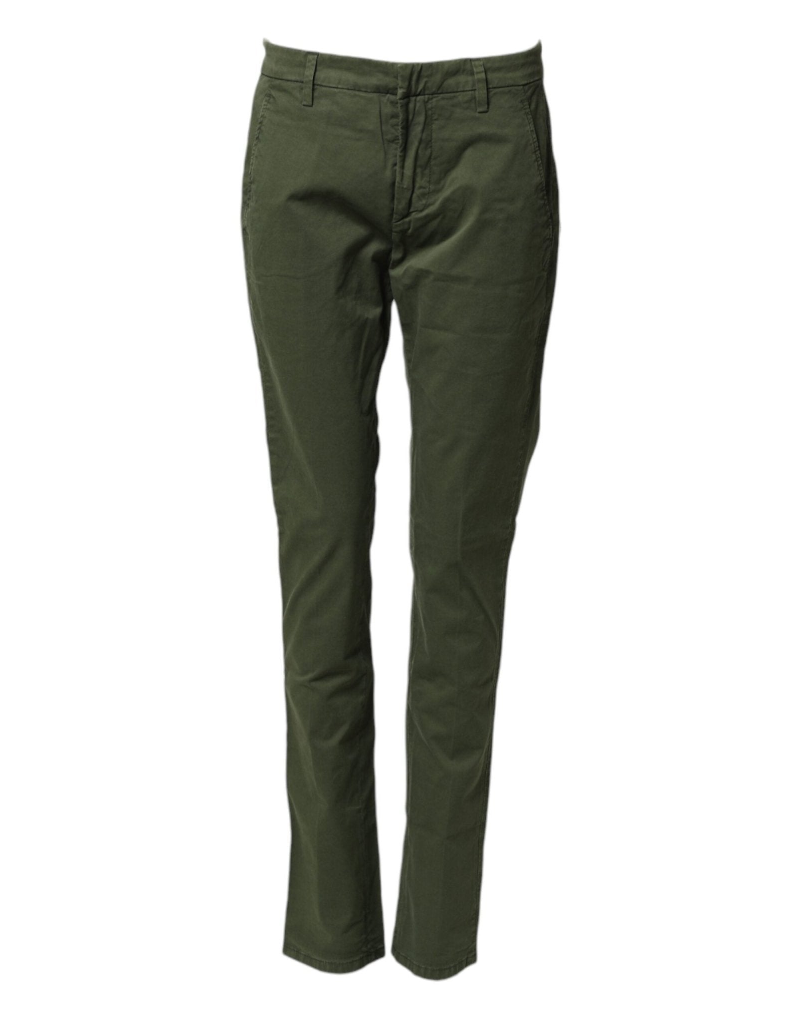Dondup Dark Green Cotton Stretch Skinny Chino Trouser Pants - RIMODA