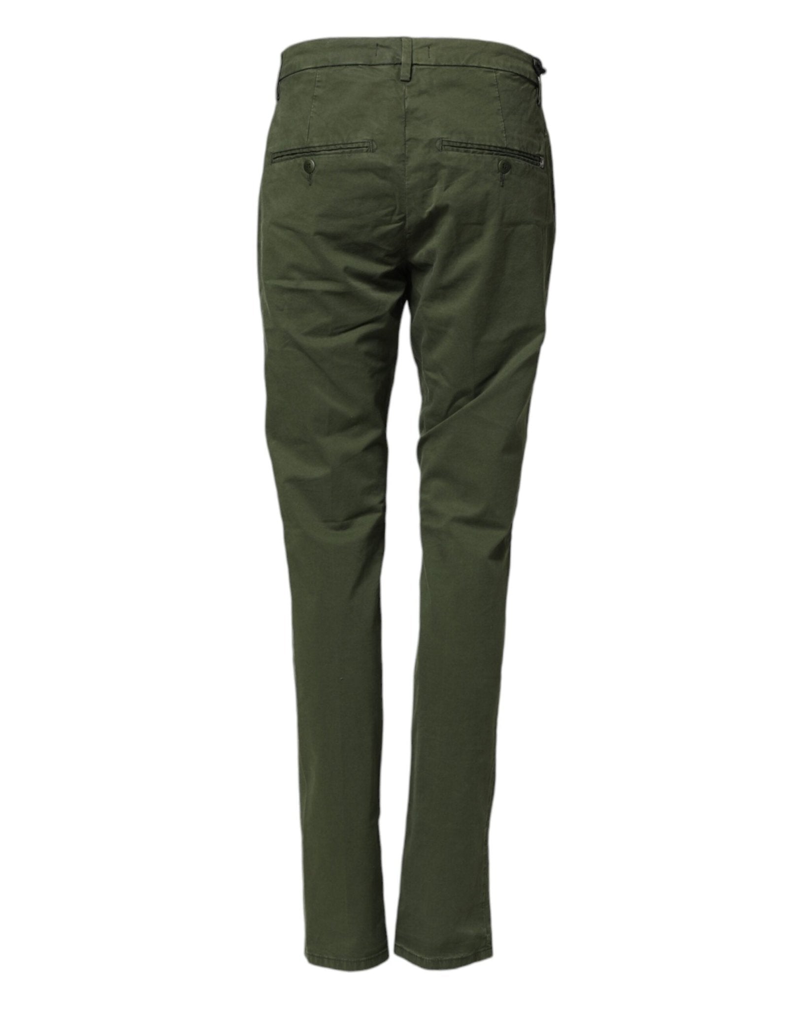 Dondup Dark Green Cotton Stretch Skinny Chino Trouser Pants - RIMODA