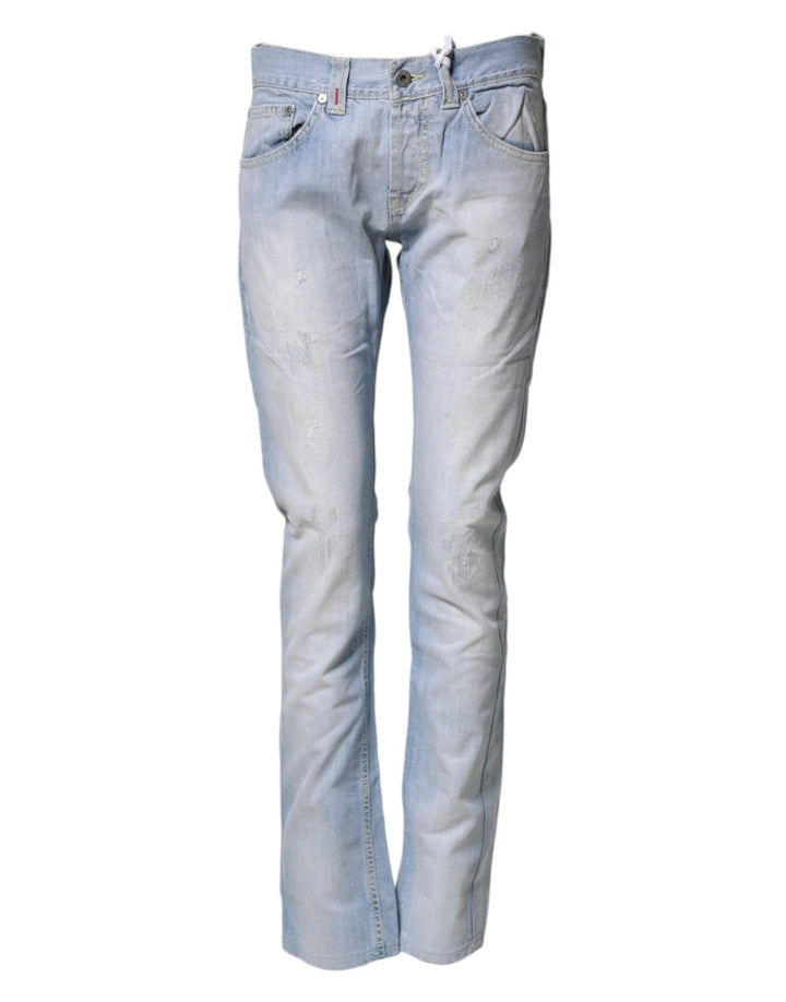 Dondup Light Blue Cotton Stretch Straight Denim Trouser Jeans - RIMODA