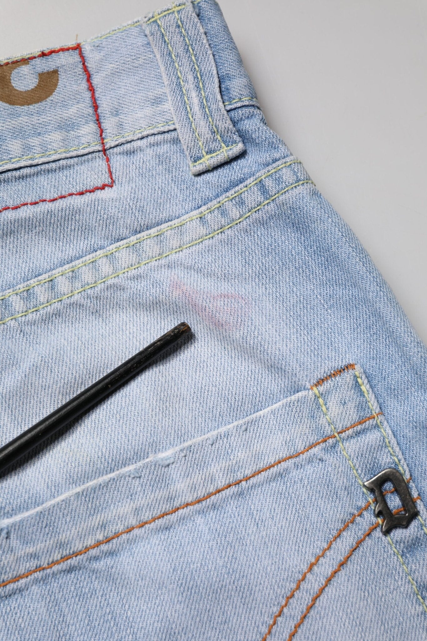 Dondup Light Blue Cotton Stretch Straight Denim Trouser Jeans - RIMODA