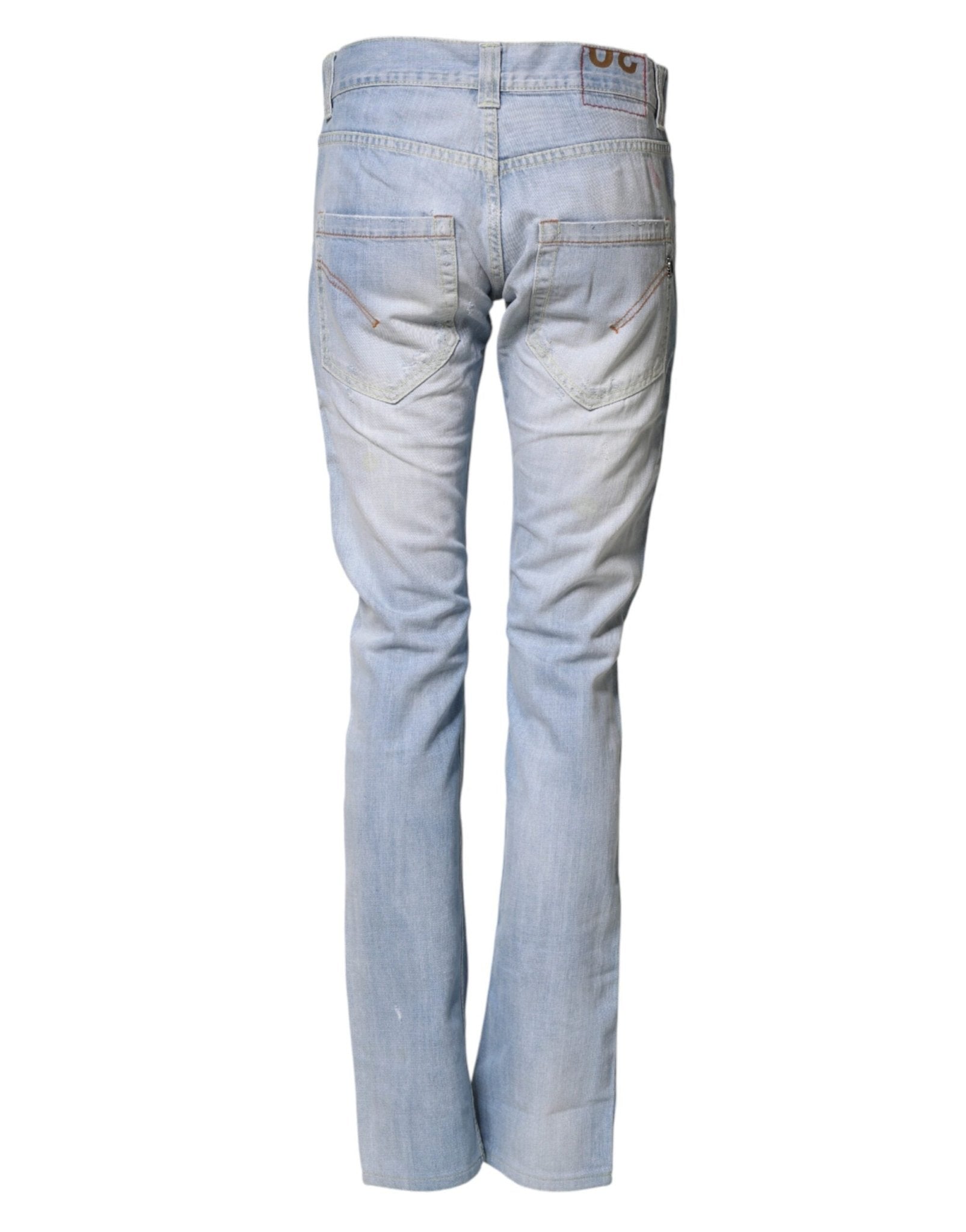 Dondup Light Blue Cotton Stretch Straight Denim Trouser Jeans - RIMODA