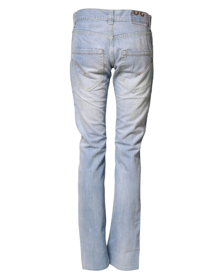 Dondup Light Blue Cotton Stretch Straight Denim Trouser Jeans - RIMODA