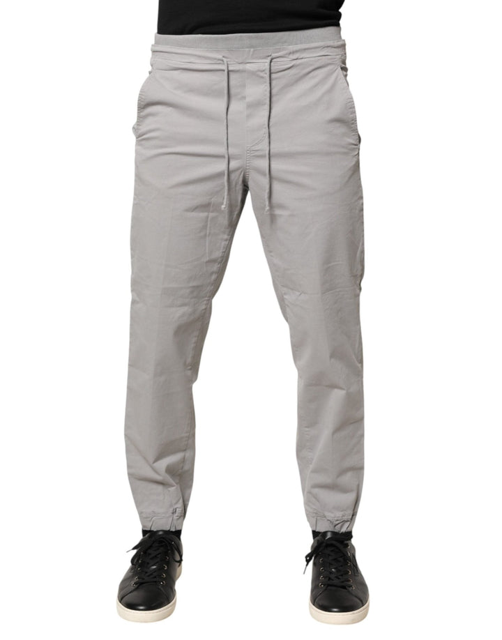 Dondup Light Gray Cotton Mid Waist Skinny Men Jogger Trouser Pants - RIMODA