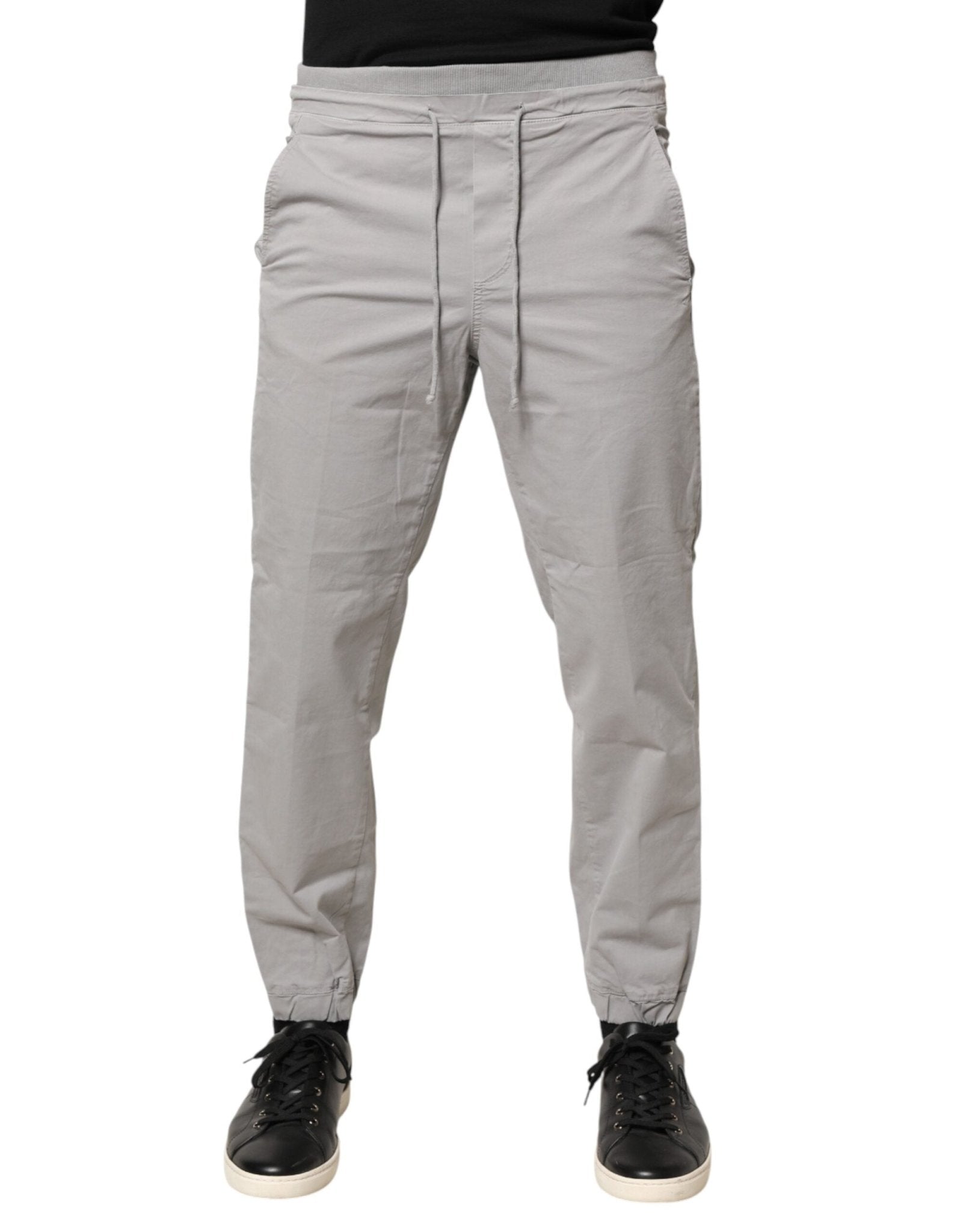 Dondup Light Gray Cotton Mid Waist Skinny Men Jogger Trouser Pants - RIMODA