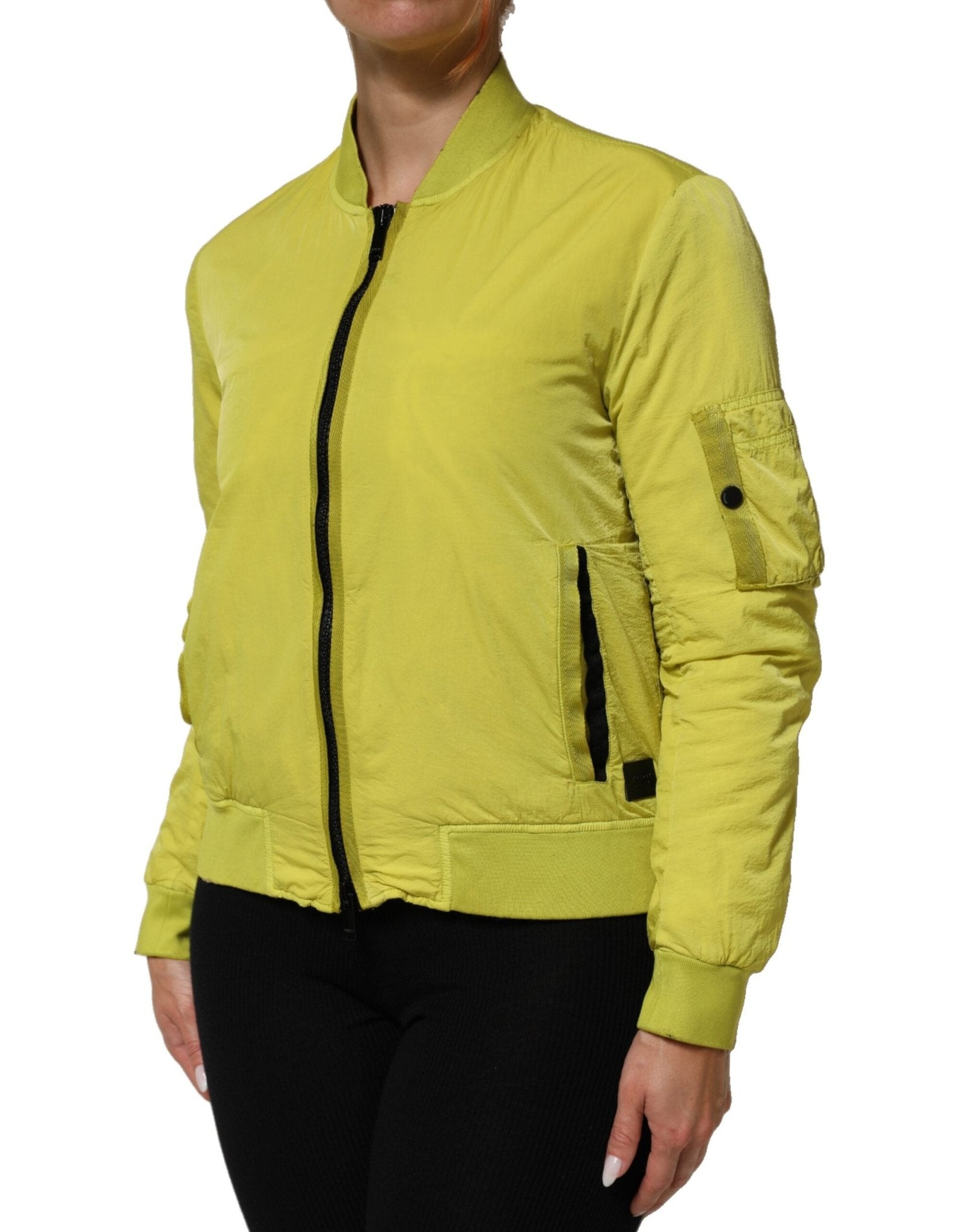 Dondup Yellow Polyamide Zipper Bomber Women’s Jacket - RIMODA