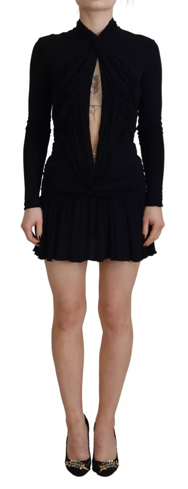 Dsquared² Black Viscose Long Sleeves Cut Out Mini Dress - RIMODA