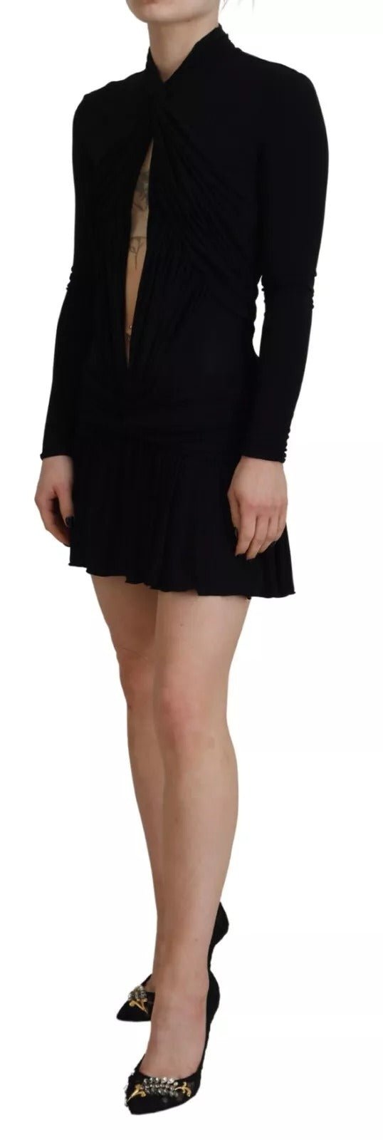 Dsquared² Black Viscose Long Sleeves Cut Out Mini Dress - RIMODA