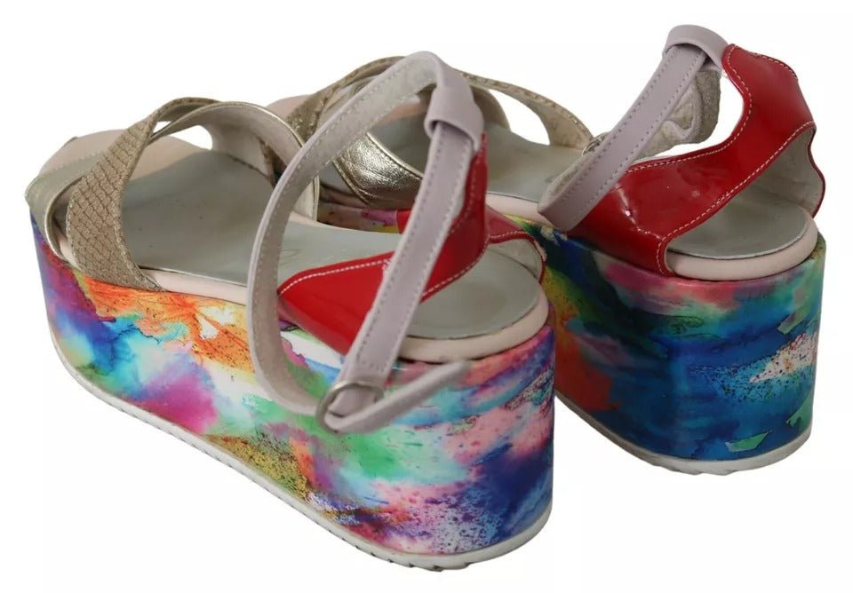 EBARRITO Multicolor Leather Ankle Strap Wedge Heel Sandals Shoes - RIMODA