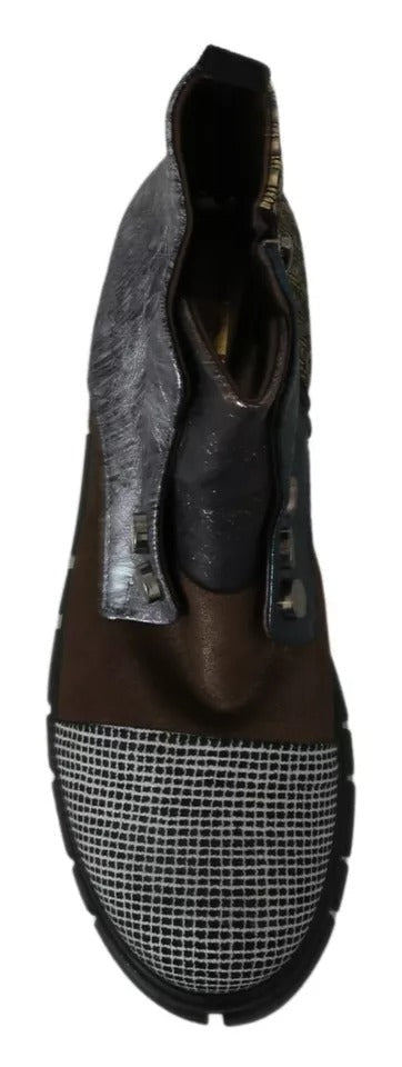 EBARRITO Multicolor Leather Suede Zipper Ankle Boots Shoes - RIMODA