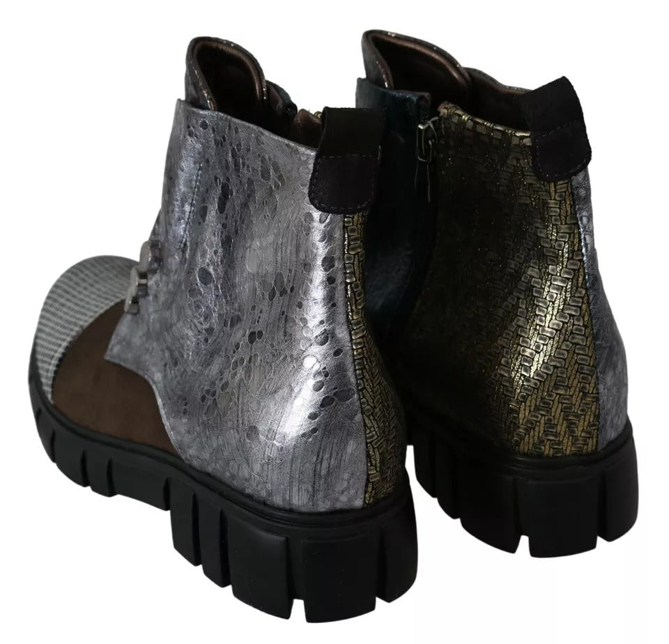 EBARRITO Multicolor Leather Suede Zipper Ankle Boots Shoes - RIMODA