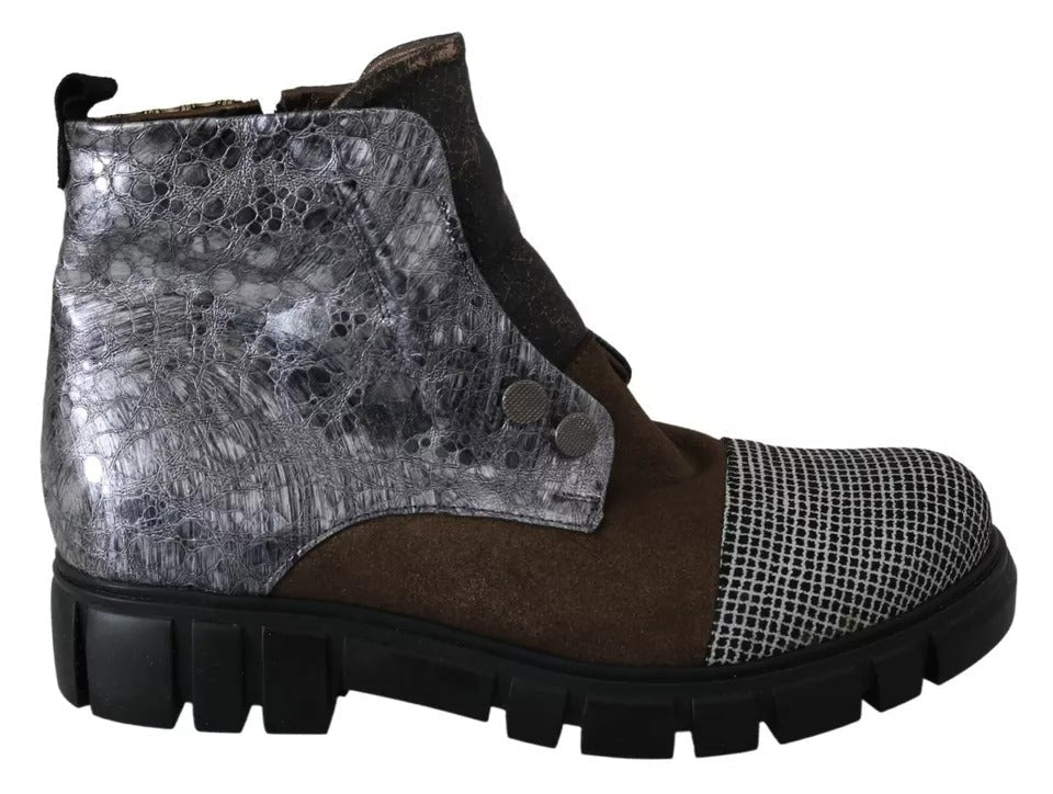 EBARRITO Multicolor Leather Suede Zipper Ankle Boots Shoes - RIMODA