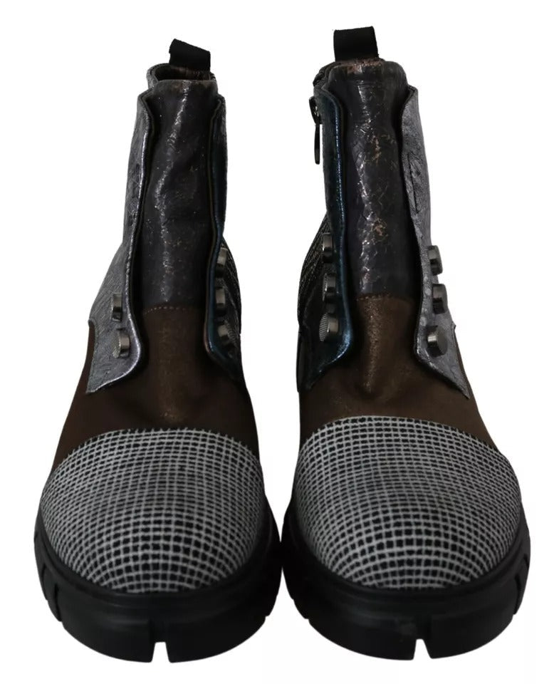 EBARRITO Multicolor Leather Suede Zipper Ankle Boots Shoes - RIMODA