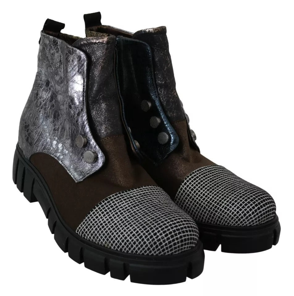 EBARRITO Multicolor Leather Suede Zipper Ankle Boots Shoes - RIMODA