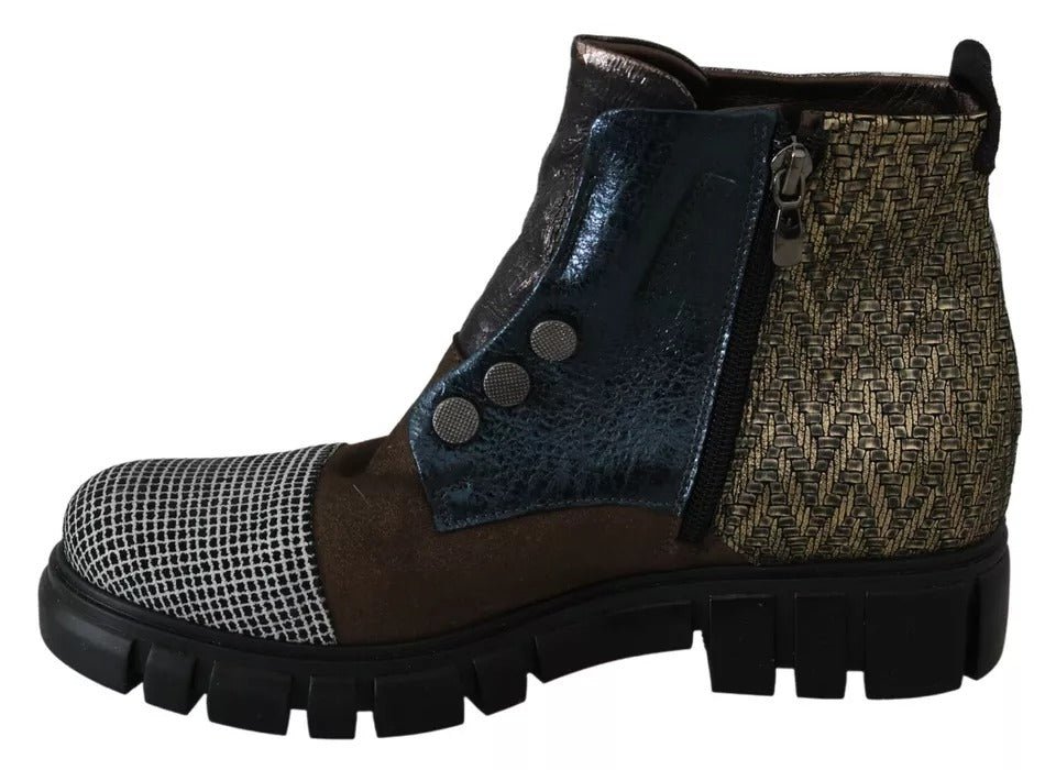 EBARRITO Multicolor Leather Suede Zipper Ankle Boots Shoes - RIMODA
