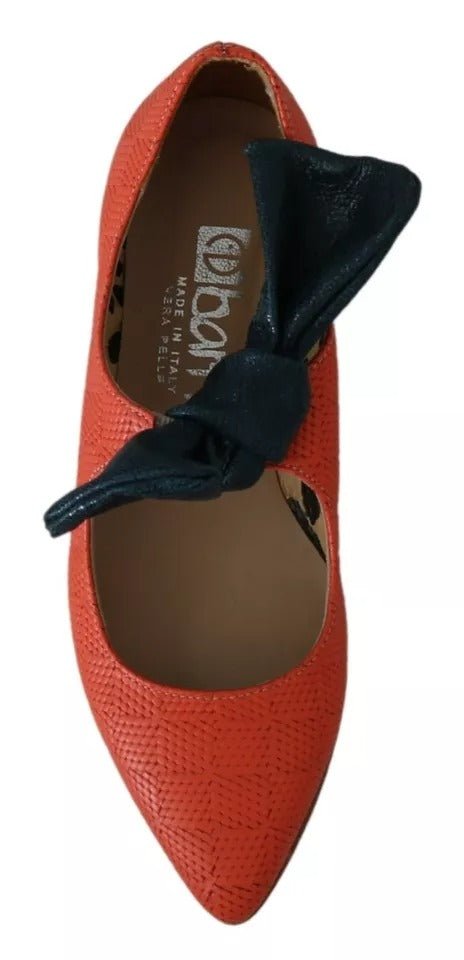 EBARRITO Orange Leather Bow Slip-on Loafers Ballet Flat Shoes - RIMODA