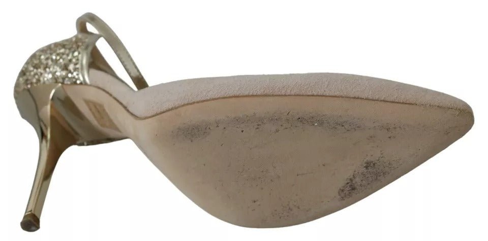 Elisabetta Franchi Beige Linen Ankle Strap High Heels Shoes - RIMODA