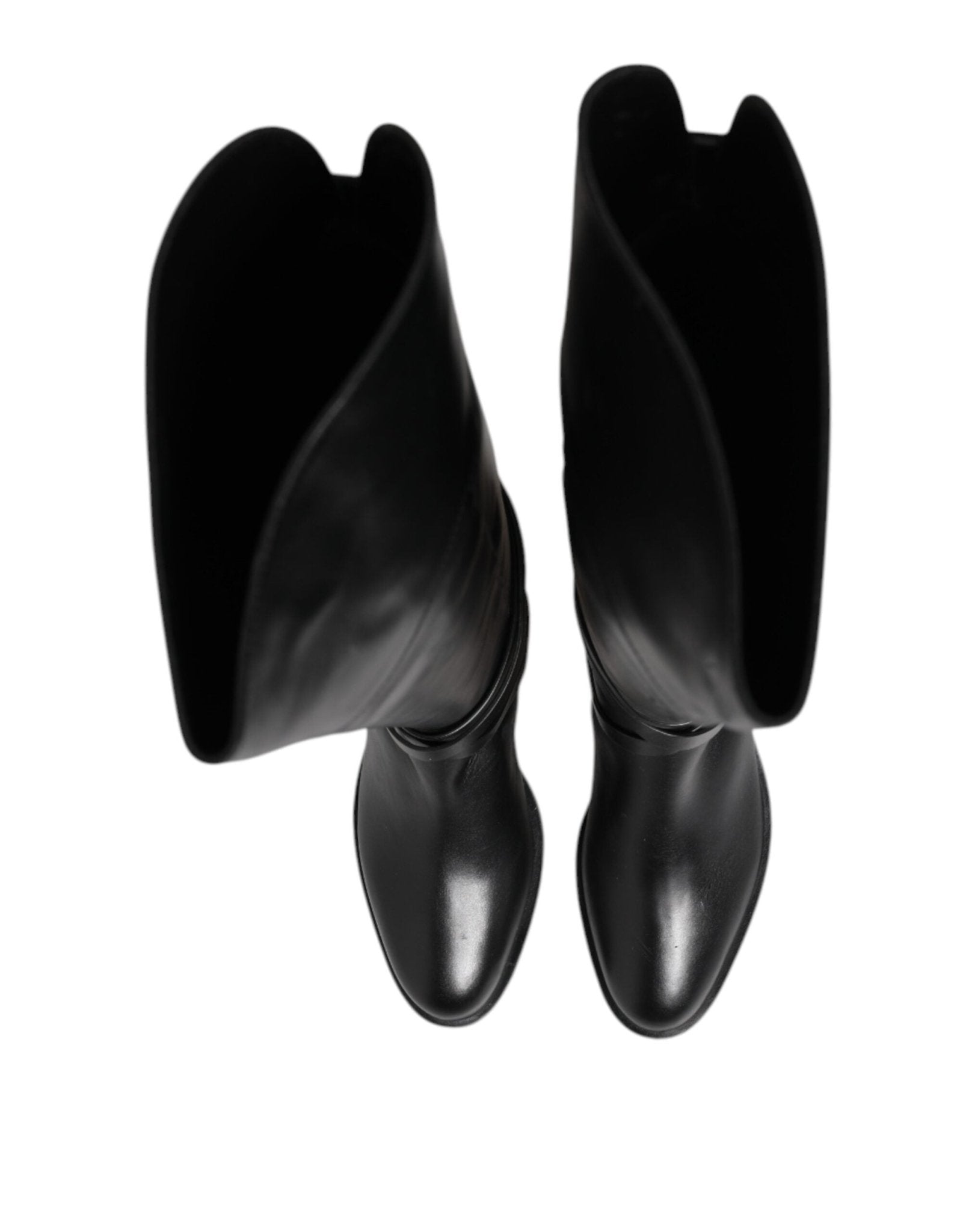 Elisabetta Franchi Black Leather Buckled High Boots Shoes - RIMODA