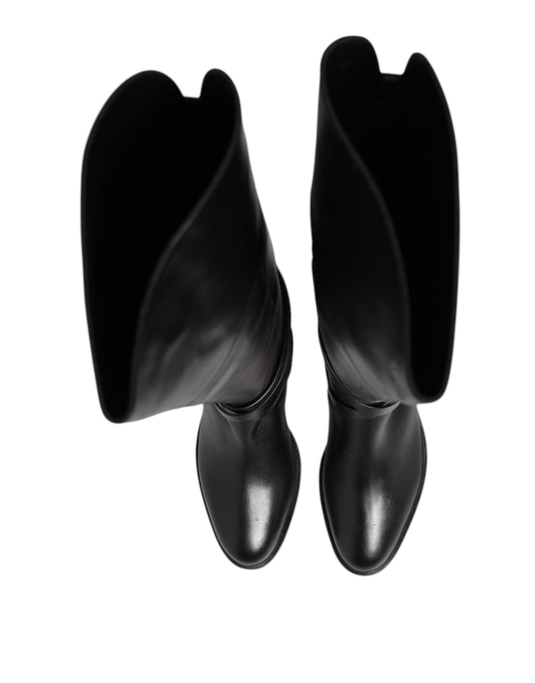Elisabetta Franchi Black Leather Buckled High Boots Shoes - RIMODA