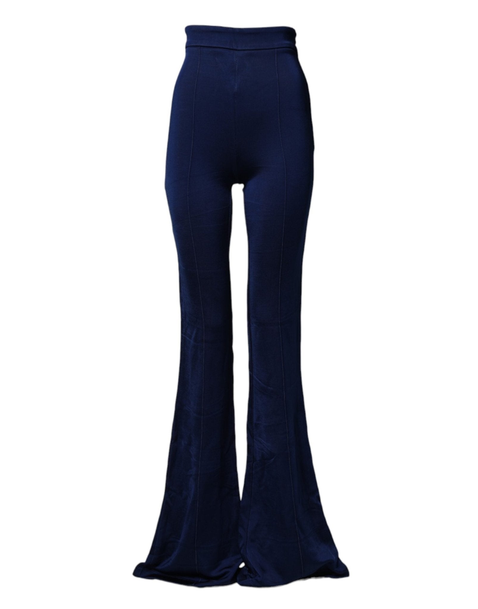 Elisabetta Franchi Navy Blue HighWaist Flare Leg Trouser Pants - RIMODA