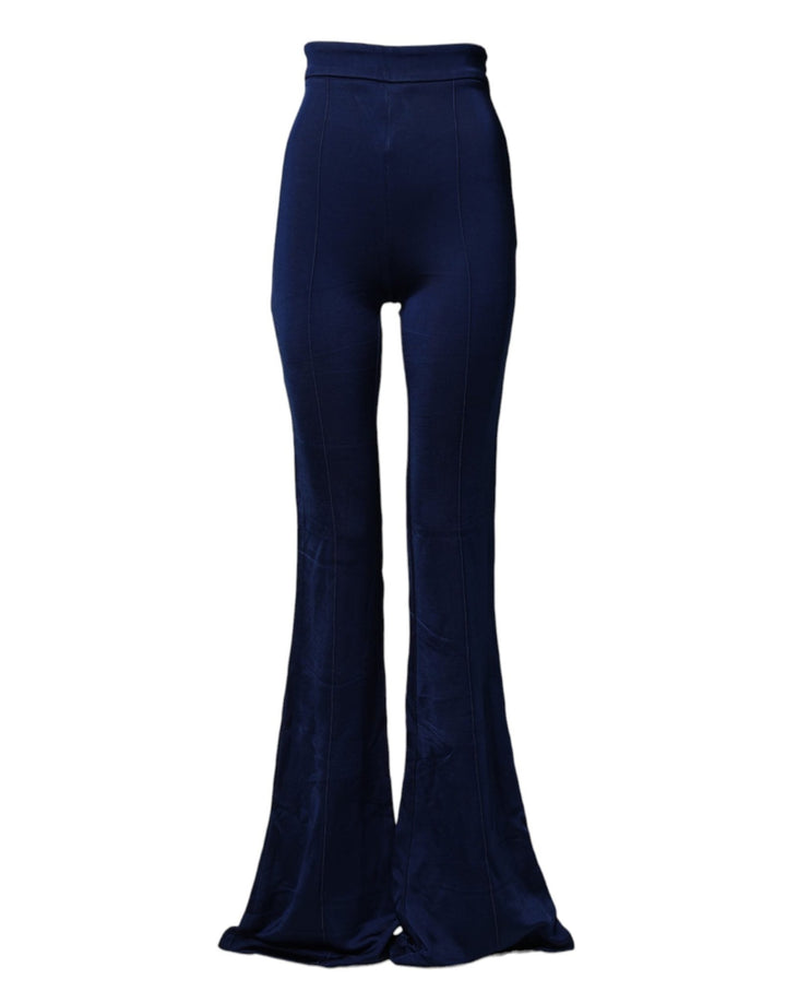 Elisabetta Franchi Navy Blue HighWaist Flare Leg Trouser Pants - RIMODA