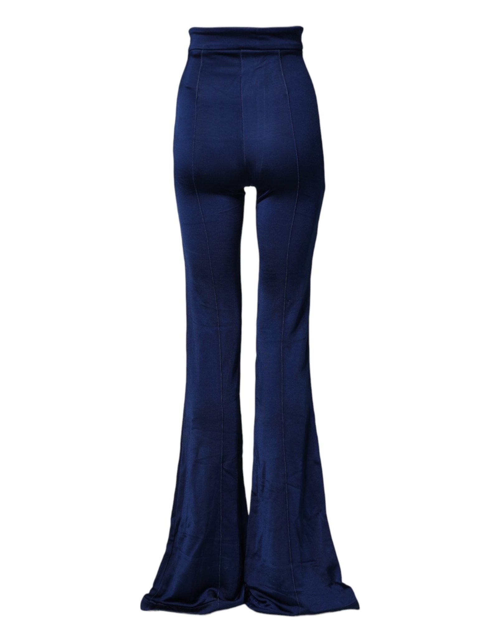 Elisabetta Franchi Navy Blue HighWaist Flare Leg Trouser Pants - RIMODA