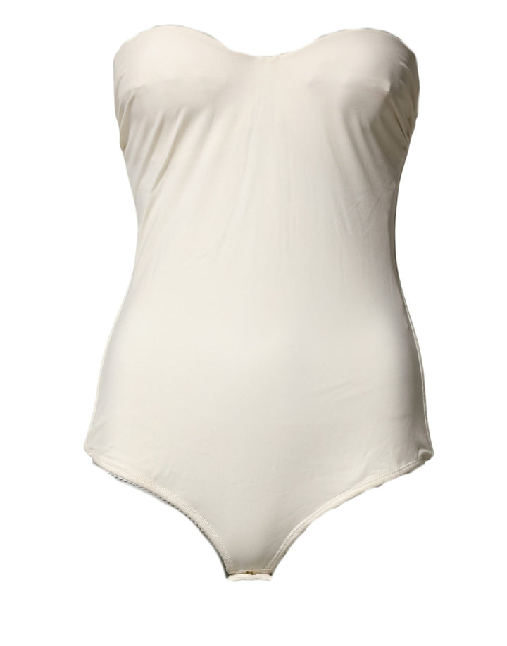 Elisabetta Franchi Off White Strapless One Piece Swimsuit Swimwear - RIMODA
