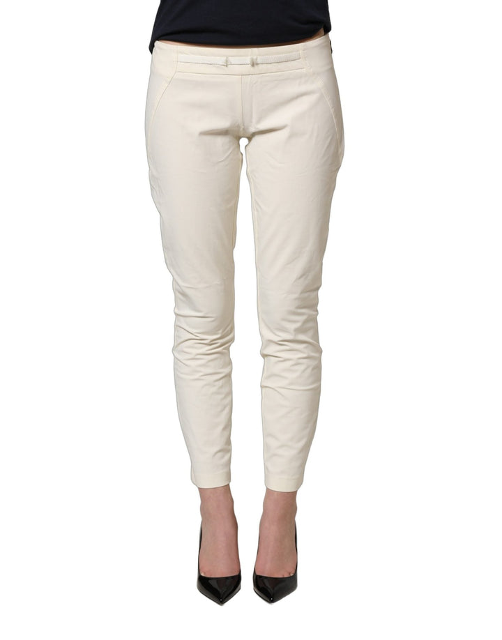 Elisabetta Franchi White Low Waist Skinny Women Trouser Pants - RIMODA